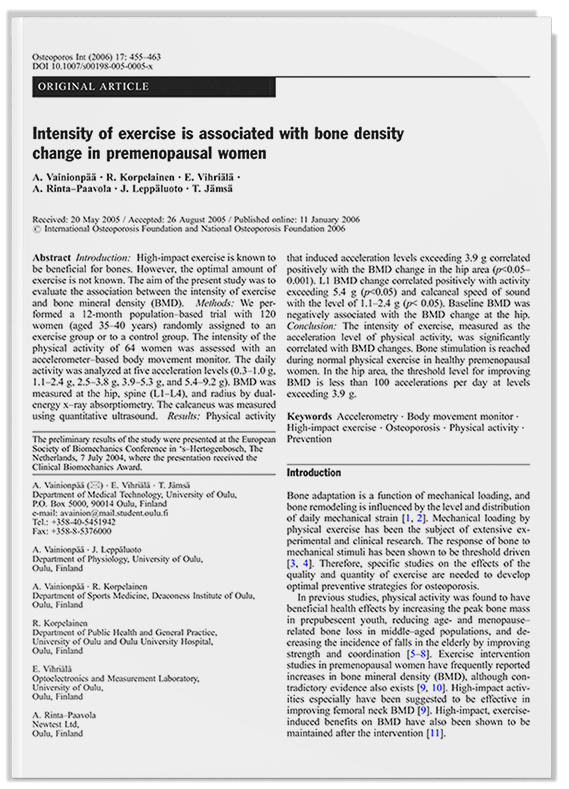 intensity of exercise is associated with bone density change in premenopausal women 1